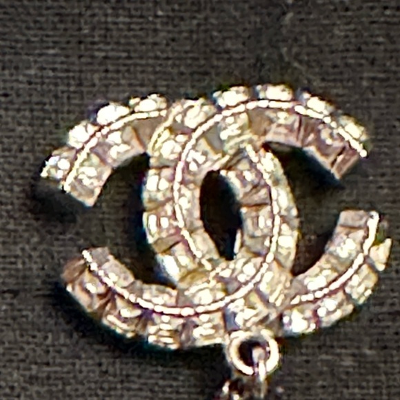 Authentic Chanel Crystal Chain CC Logo Dangle Drop Earrings - Picture 8 of 12